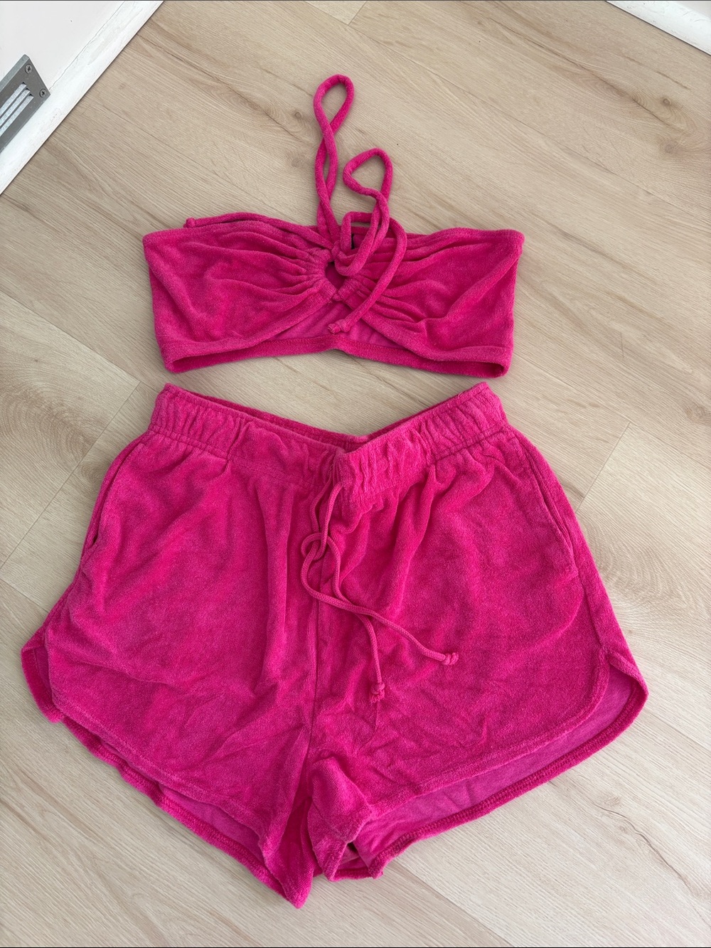 wild fable Hot Pink Terry Shorts Set